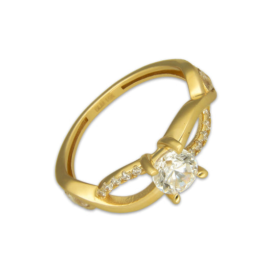 MR14AD061 Anillo Dama Oro Sólido 14K Modelo Solitario Ondas 5 mm Zirconia Principal