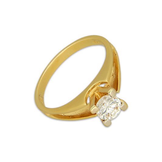MR14AD063 Anillo Dama Oro Sólido 14K Modelo Solitario Peaks 5 mm Zirconia Principal