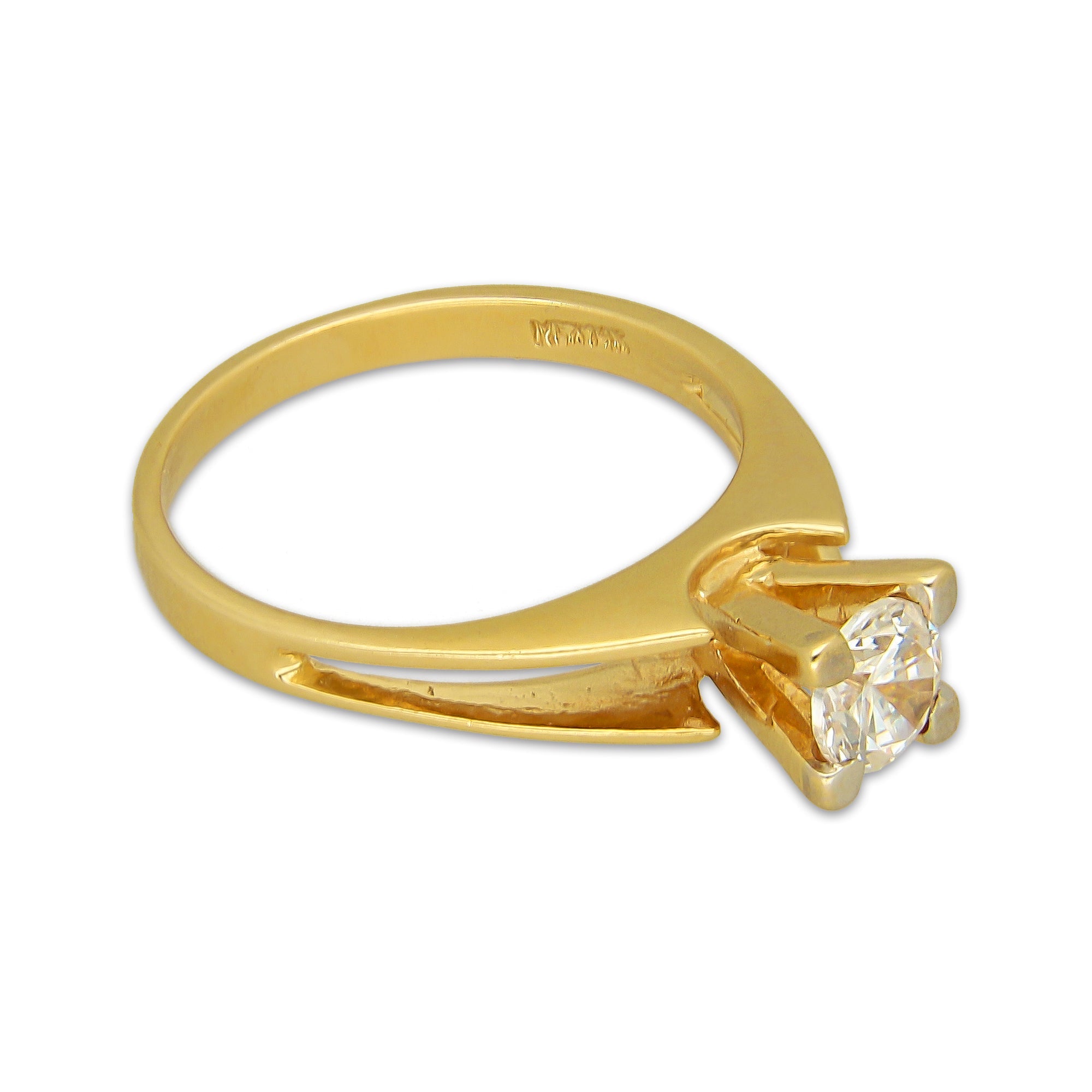 MR14AD063 Anillo Dama Oro Sólido 14K Modelo Solitario Peaks 5 mm Zirconia Principal