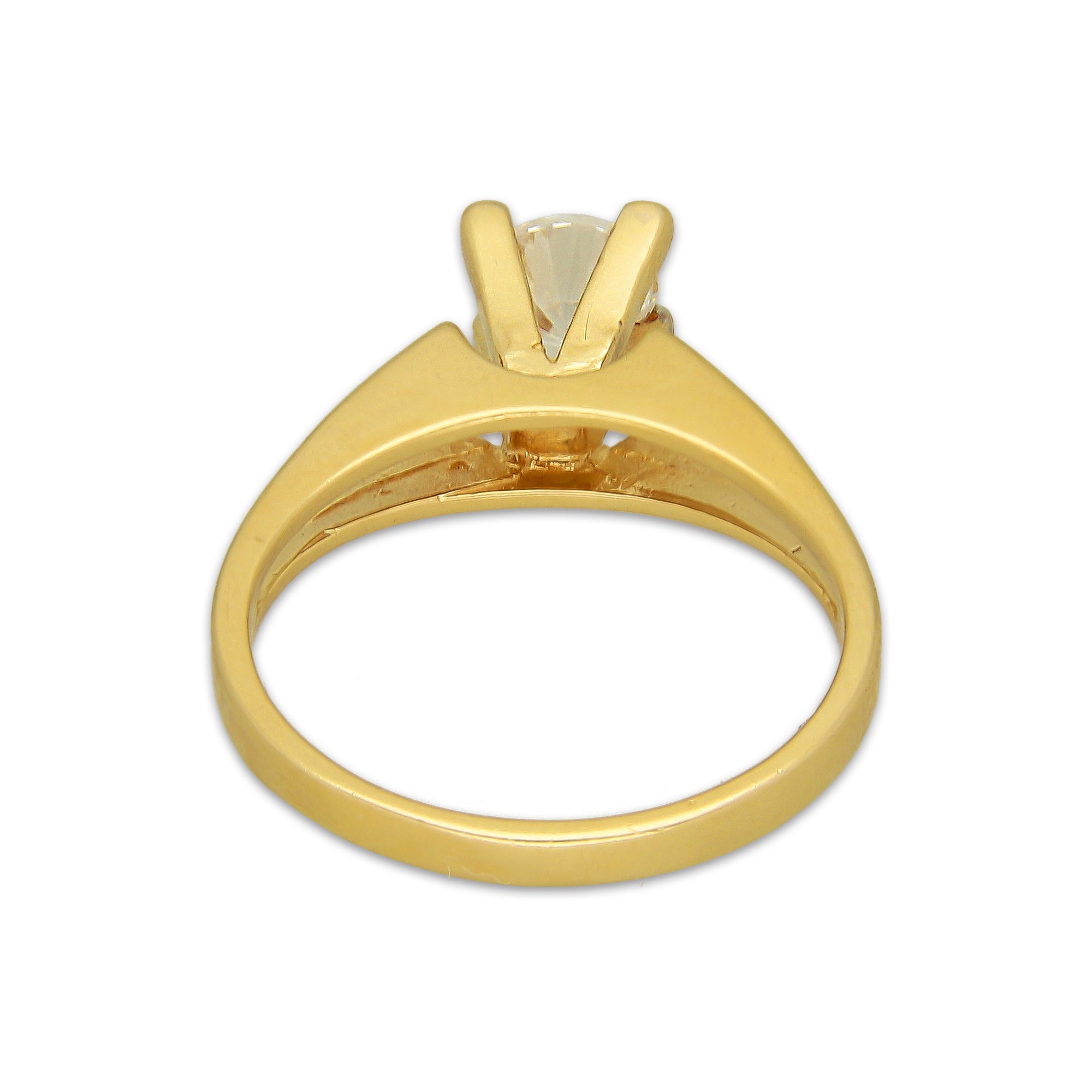 MR14AD063 Anillo Dama Oro Sólido 14K Modelo Solitario Peaks 5 mm Zirconia Principal