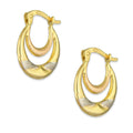 MR14AR002 Arete Arracada Oro Sólido 14K Modelo Canasta Ribon Doble Aro 1.4 cm