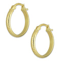 MR14AR004 Arete Arracada Oro Sólido 14K Modelo Media Caña Diamantada 1.8 cm