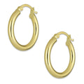 MR14AR006 Arete Arracada Oro Sólido 14K Modelo Tubo Grueso Lisa 2 cm