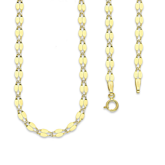 MR14CU019-45 Cadena Oro Sólido 14K EMC14 Modelo Ancla Lisa Forjada Eslabones Largos 3 mm x 45 cm