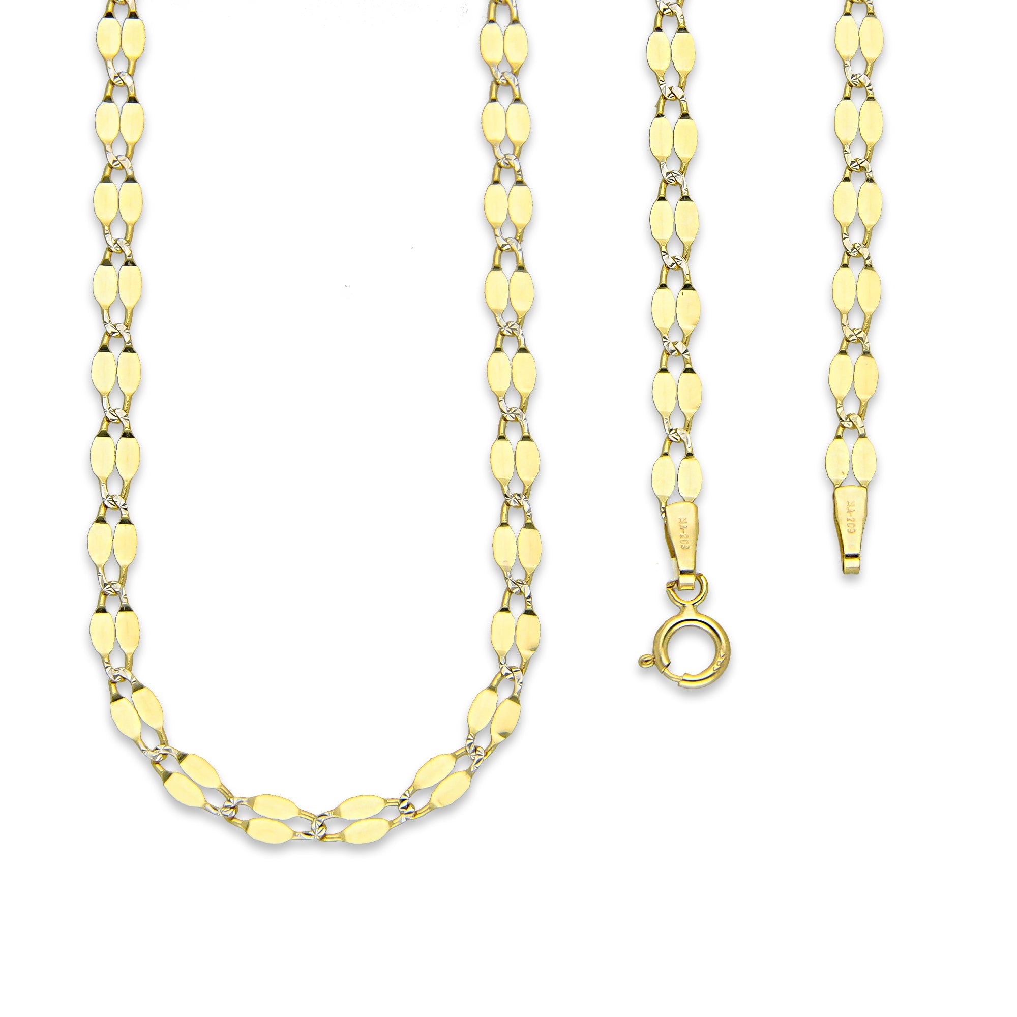 MR14CU019-45 Cadena Oro Sólido 14K EMC14 Modelo Ancla Lisa Forjada Eslabones Largos 3 mm x 45 cm