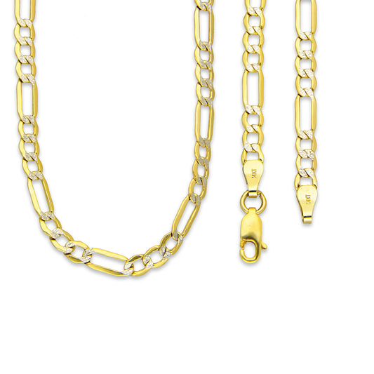 MR14CU021-45 Cadena Oro Sólido 14K EMF14 Modelo Fígaro 3*1 Diamantada 4 mm x 45 cm