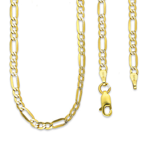 MR14CU024-45 Cadena Oro Sólido 14K EMF14 Modelo Fígaro 3*1 Diamantada 3 mm x 45 cm