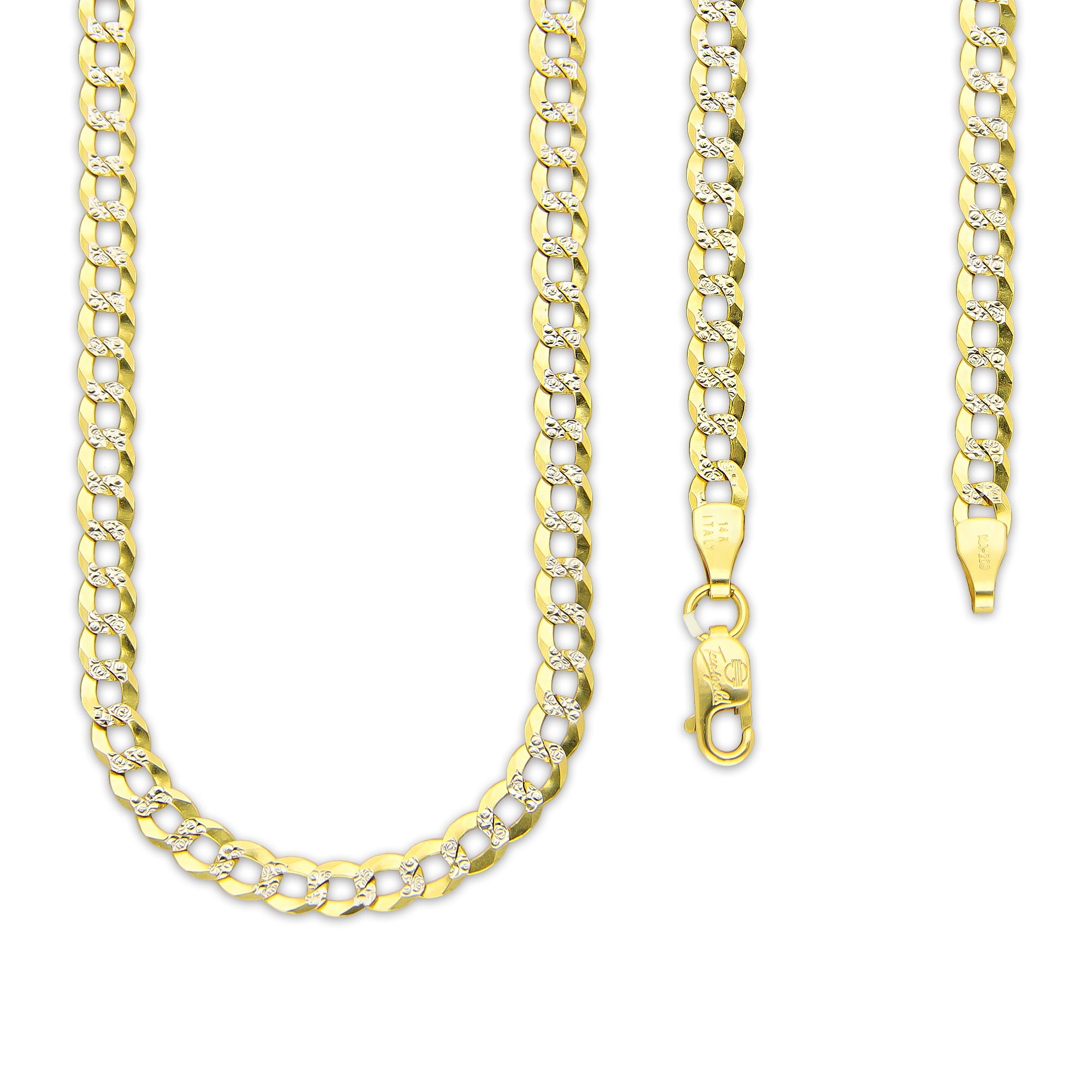 MR14CU044-60 Cadena Oro Sólido 14K EMC14 Modelo Fígaro 1x0 Diamantada 3 mm x 60 cm