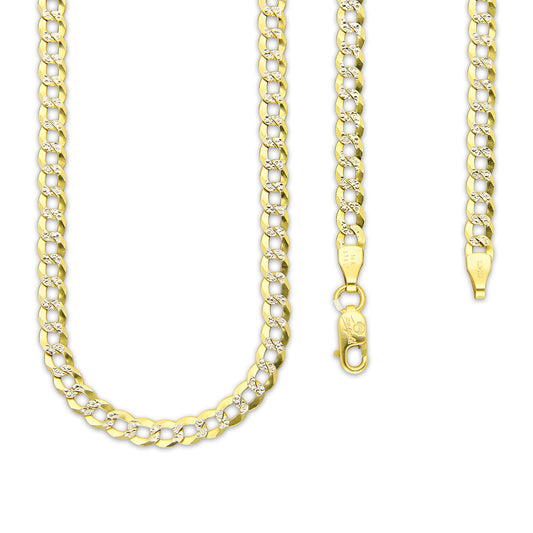 MR14CU044-60 Cadena Oro Sólido 14K EMC14 Modelo Fígaro 1x0 Diamantada 3 mm x 60 cm