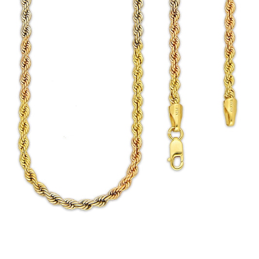 MR14CU047-60 Cadena Oro Sólido 14K EMF14 Modelo Torsal Florentino 3 mm x 60 cm