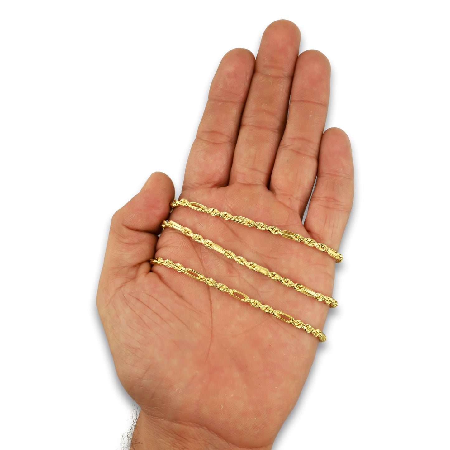 MR14CU048-60 Cadena Oro Sólido 14K EMF14 Modelo Torsal Figaro 3 mm x 60 cm