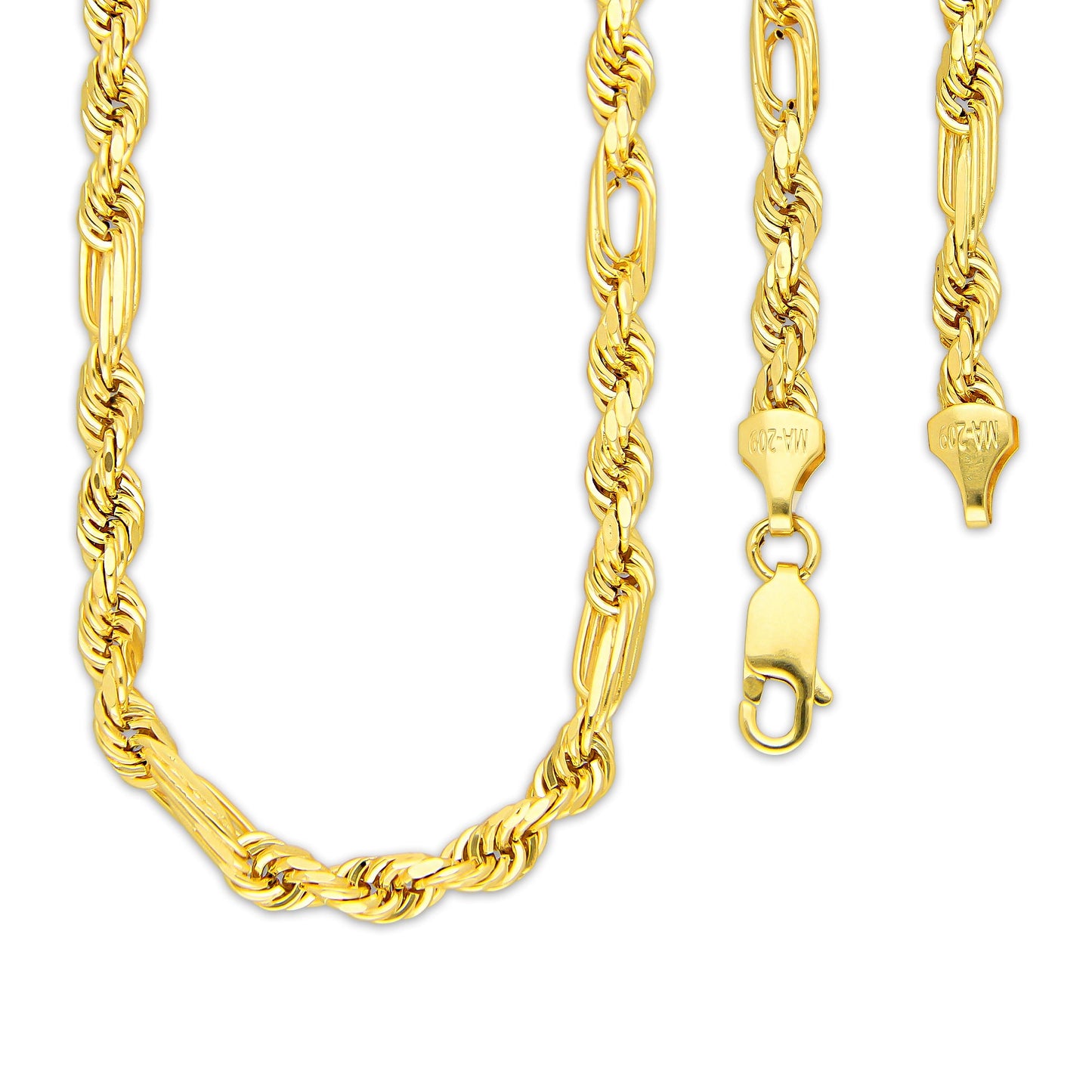 MR14CU049-60 Cadena Oro Sólido 14K EMF14 Modelo Torsal Figaro 4 mm x 60 cm