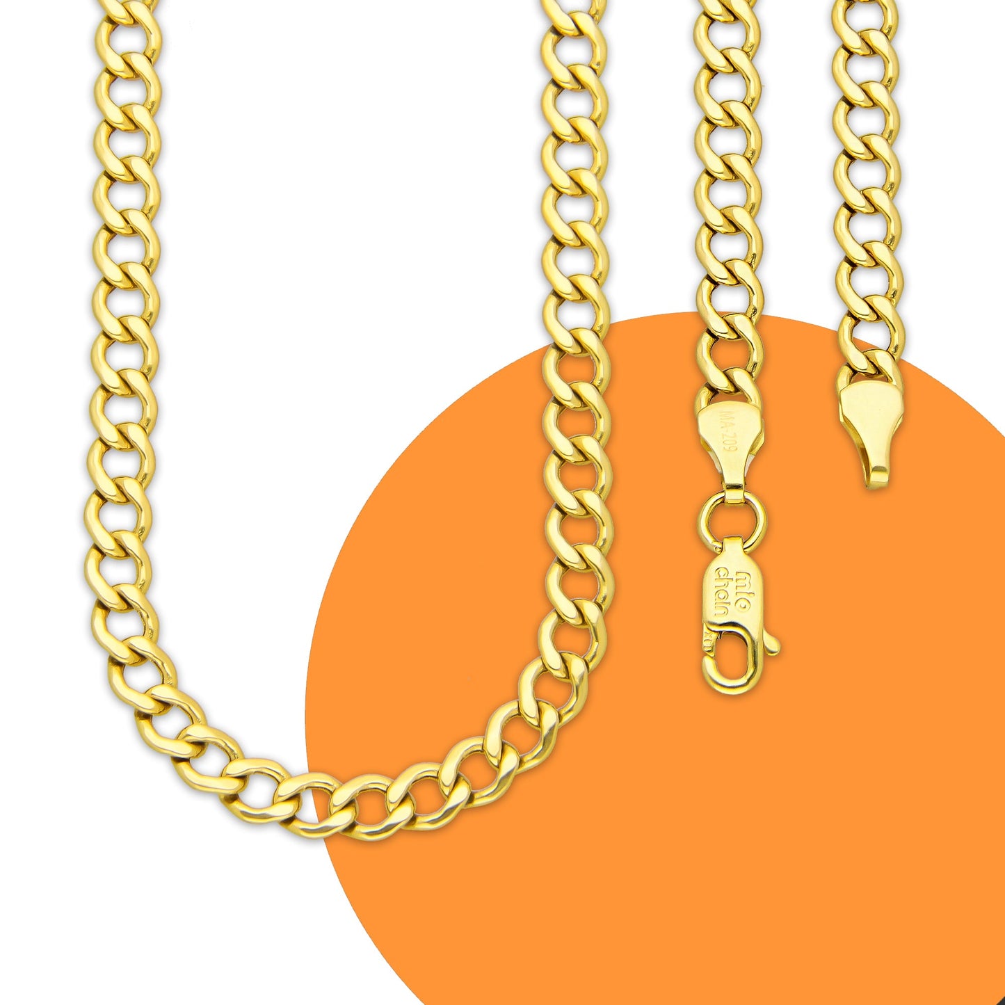 MR14CU051-60 Cadena Oro Sólido 14K EMF14 Modelo Fígaro 1x0 Lisa 4 mm x 60 cm