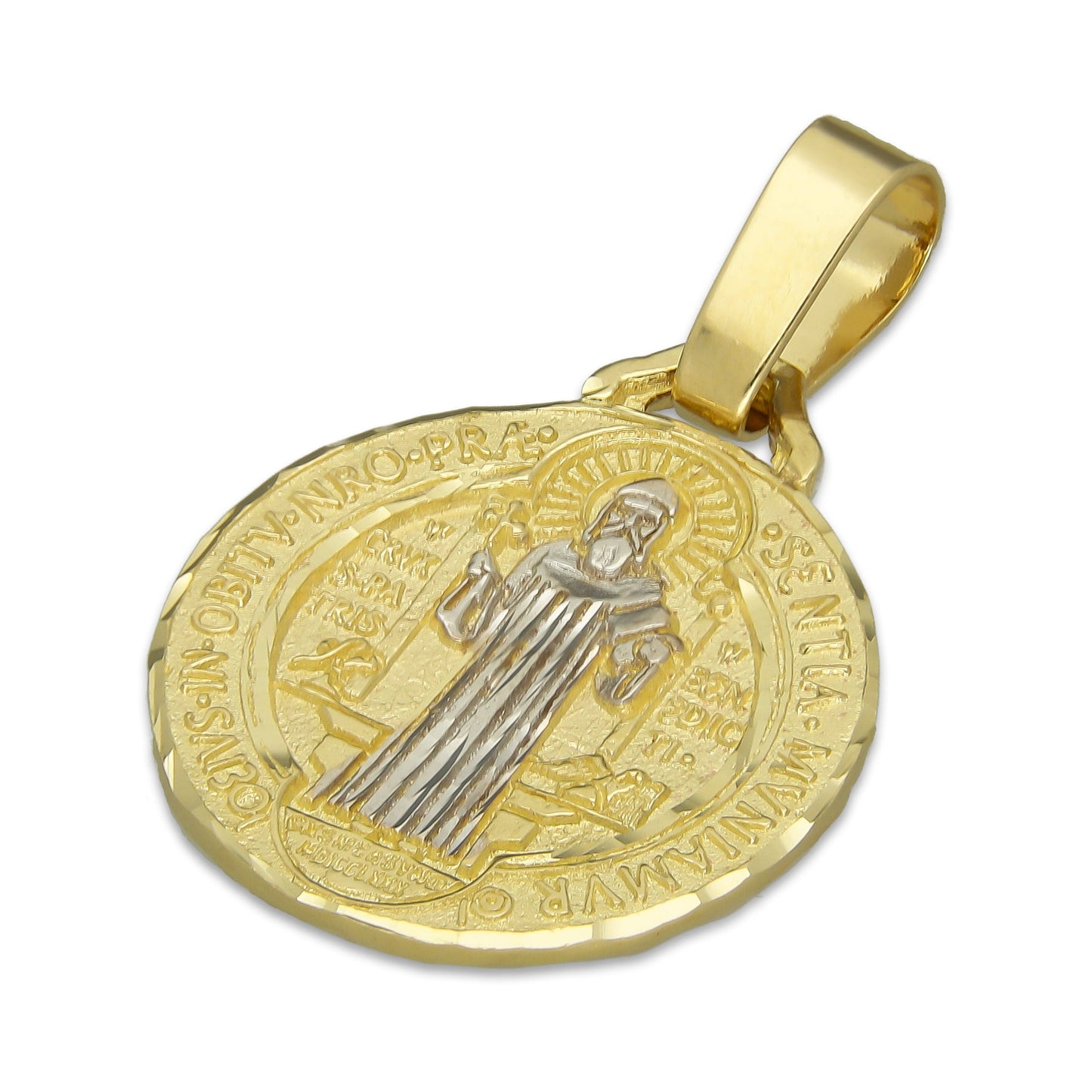 MR14DJ027 Dije Medalla Oro Sólido 14K San Benito 2 x 3 cm