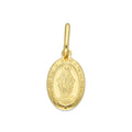 MR14DJ039 Dije Medalla Oro Sólido 14K Ovalada Virgen del Carmen 9 mm x 2.2 cm