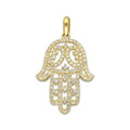 MR14DJ044 Dije Oro Sólido 14K Mano de Fatima con Zirconias 2 cm x 3.3 cm