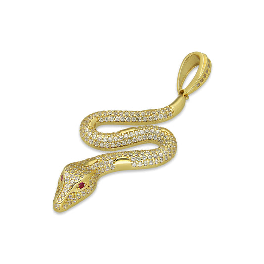 MR14DJ052 Dije Oro Sólido 14K Serpiente con Zirconias 2 cm x 5.1 cm