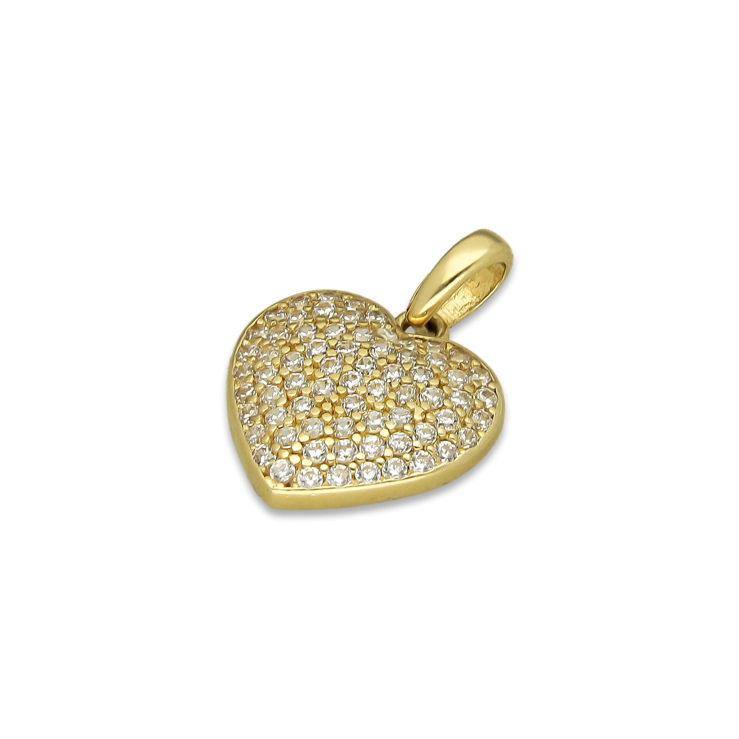 MR14DJ053 Dije Oro Sólido 14K Corazón Mediano Pavé 1.2 cm x 1.6 cm