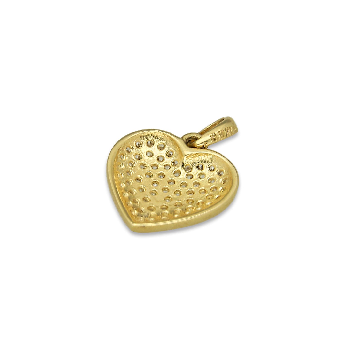 MR14DJ053 Dije Oro Sólido 14K Corazón Mediano Pavé 1.2 cm x 1.6 cm