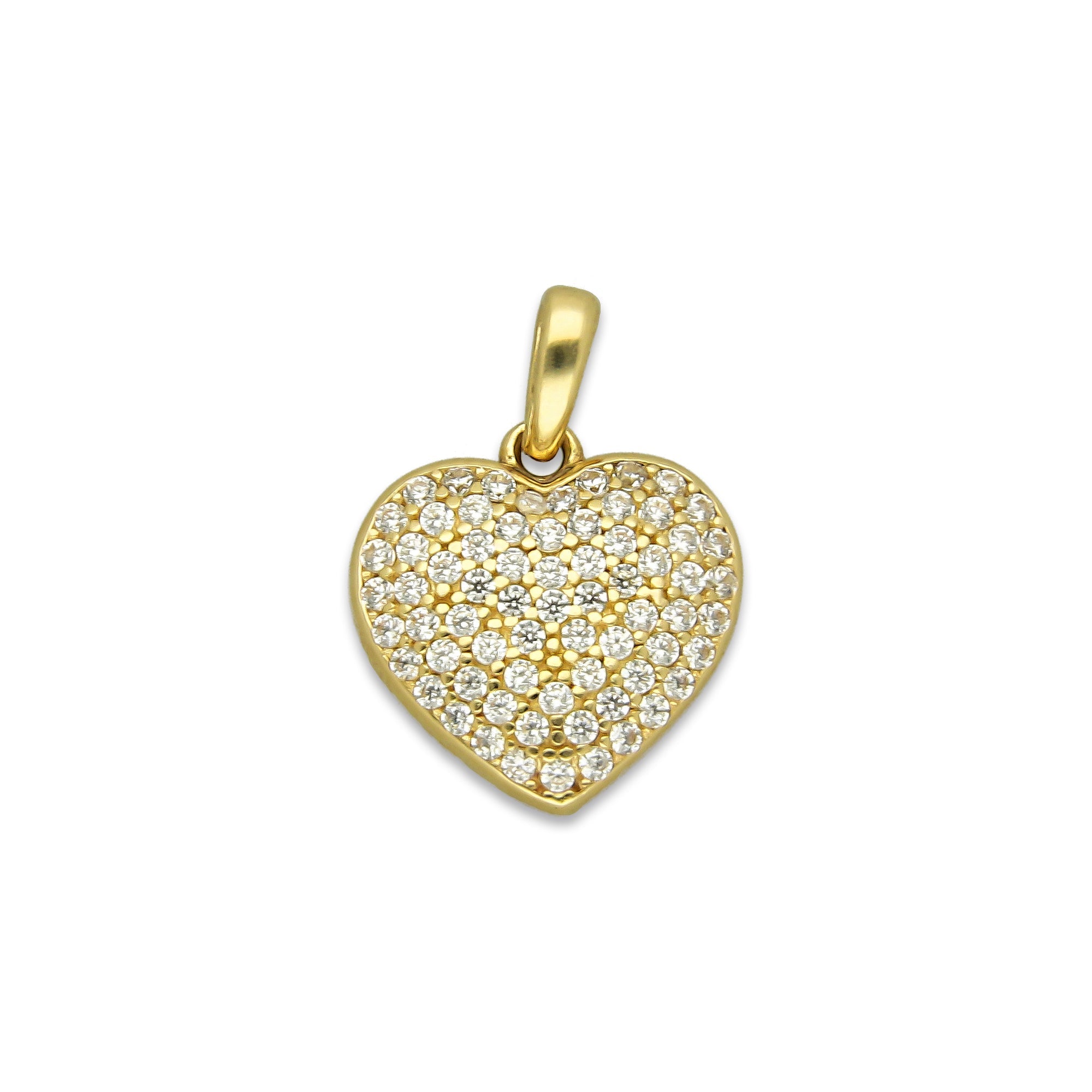 MR14DJ053 Dije Oro Sólido 14K Corazón Mediano Pavé 1.2 cm x 1.6 cm