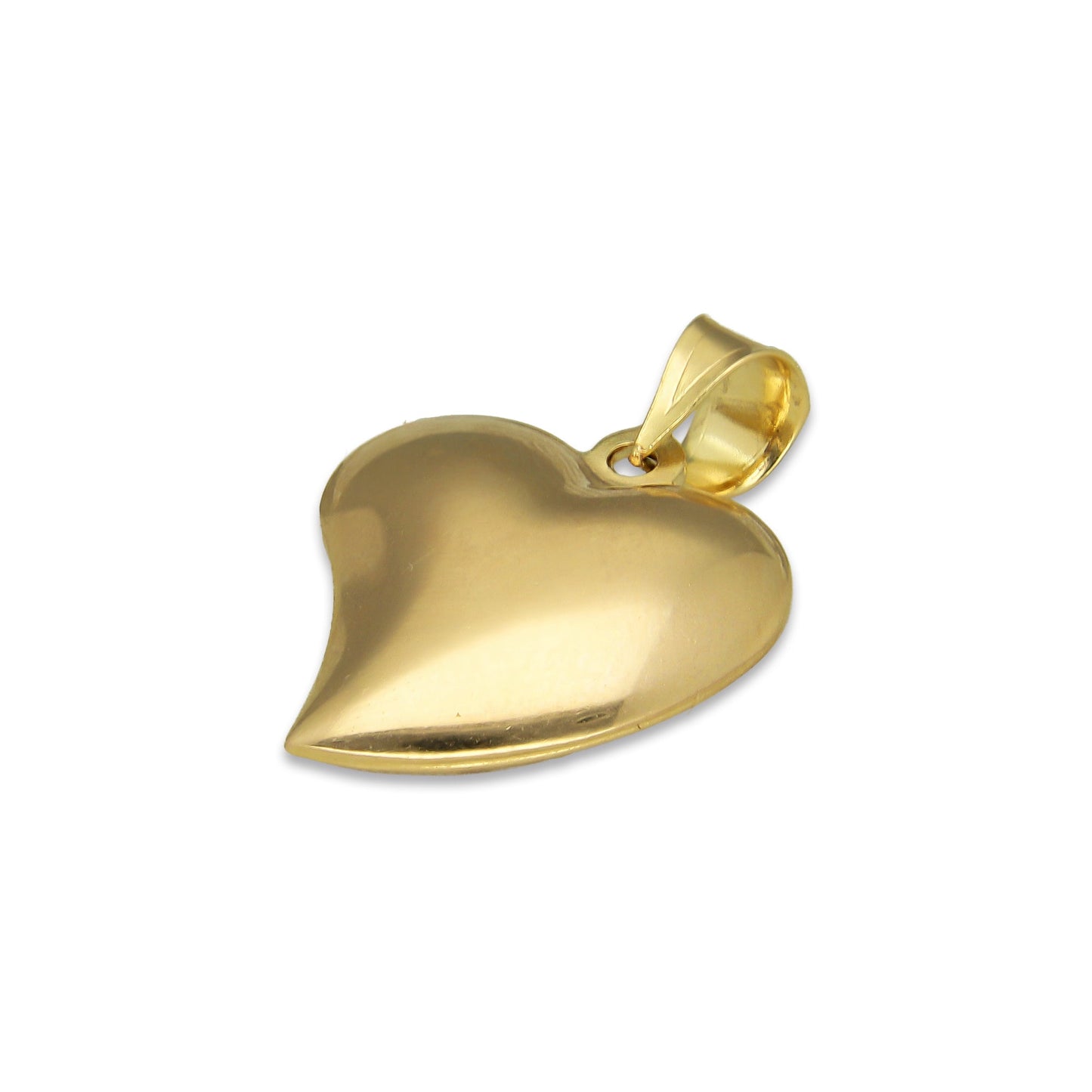 MR14DJ059 Dije Oro Sólido 14K Corazón Bombeado Florentino Diamantado 1.6 cm x 2.3 cm