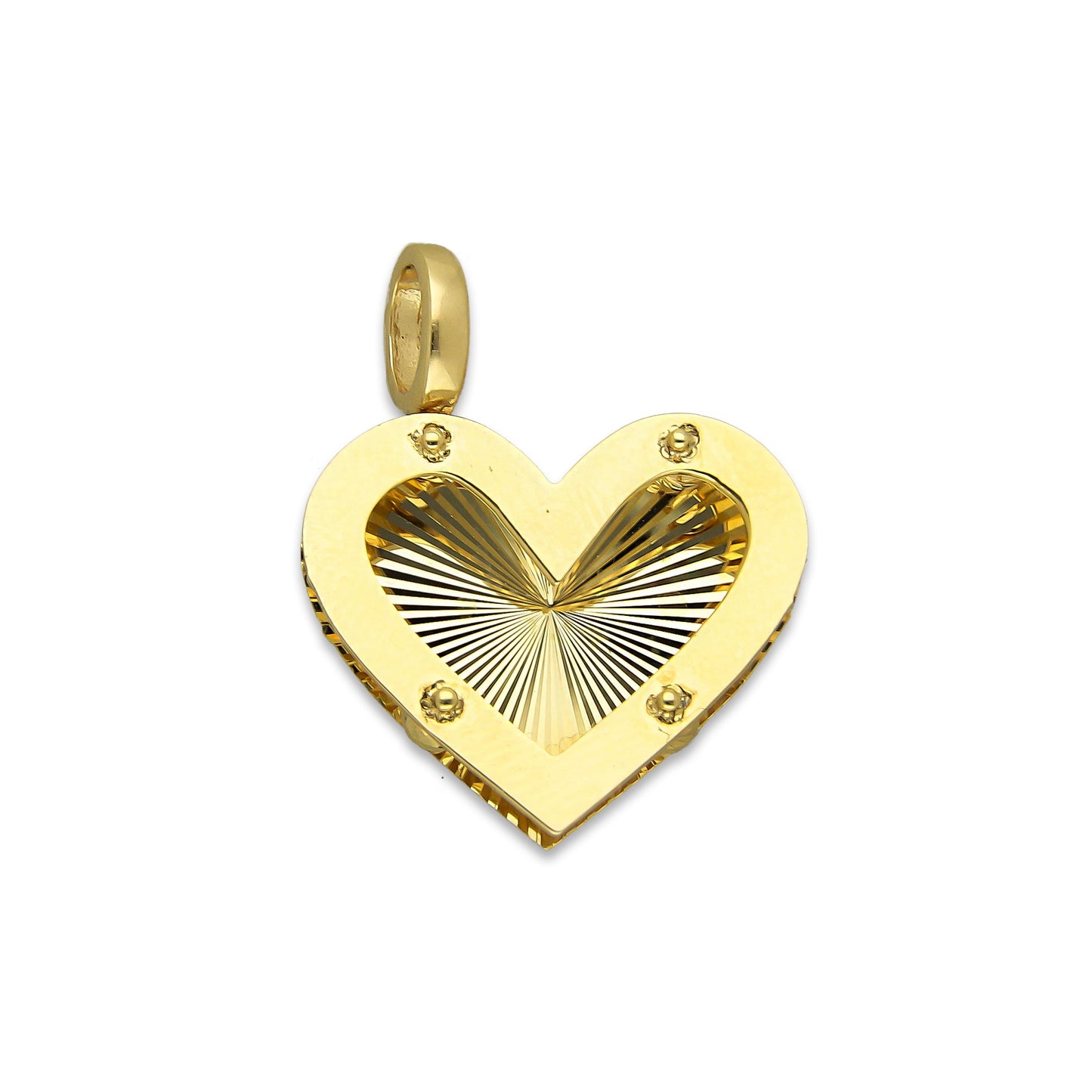 MR14DJ062 Dije Oro Sólido 14K Corazón 2 P Radial 1.8 cm x 2.2 cm