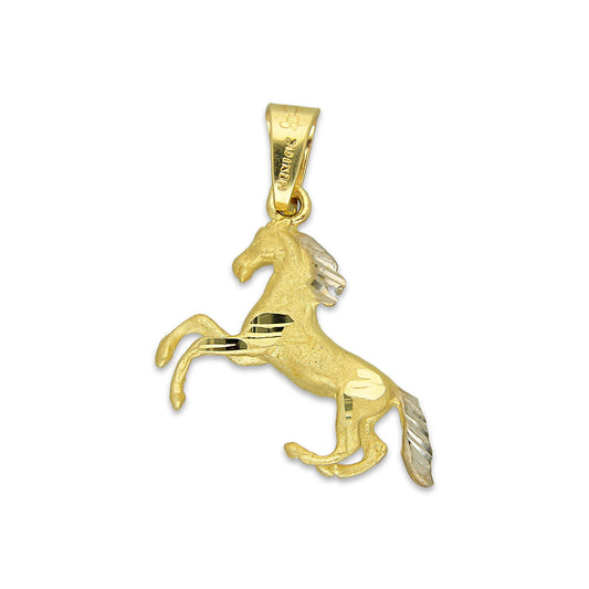 MR14DJ099 Dije Oro Sólido 14K Caballo Cuerpo Completo Liso 1.9 cm x 2.1 cm