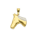 MR14DJ108 Dije Oro Sólido 14K Cabeza de Caballo Lisa 2 cm x 2.5 cm