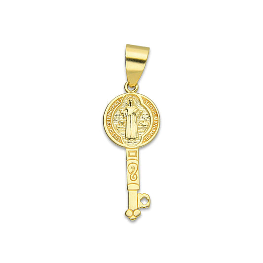 MR14DJ109 Dije Oro Sólido 14K EM Mod Llave de San Benito 0.9 cm x 2.8 cm