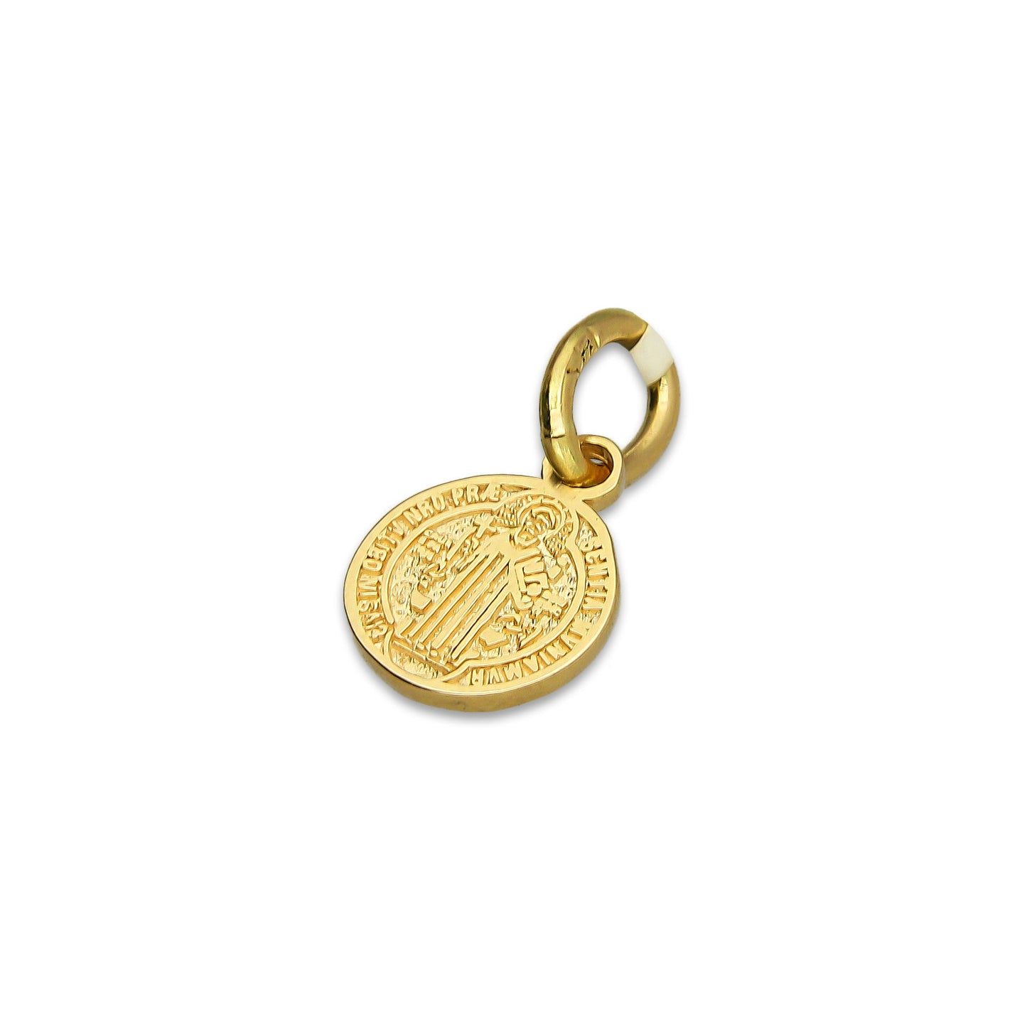 MR14DJ110 Dije Oro Sólido 14K EM Mod Medalla de San Benito Doble Vista Diámetro .45 cm