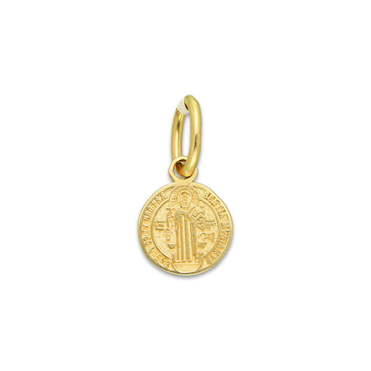 MR14DJ110 Dije Oro Sólido 14K EM Mod Medalla de San Benito Doble Vista Diámetro .45 cm