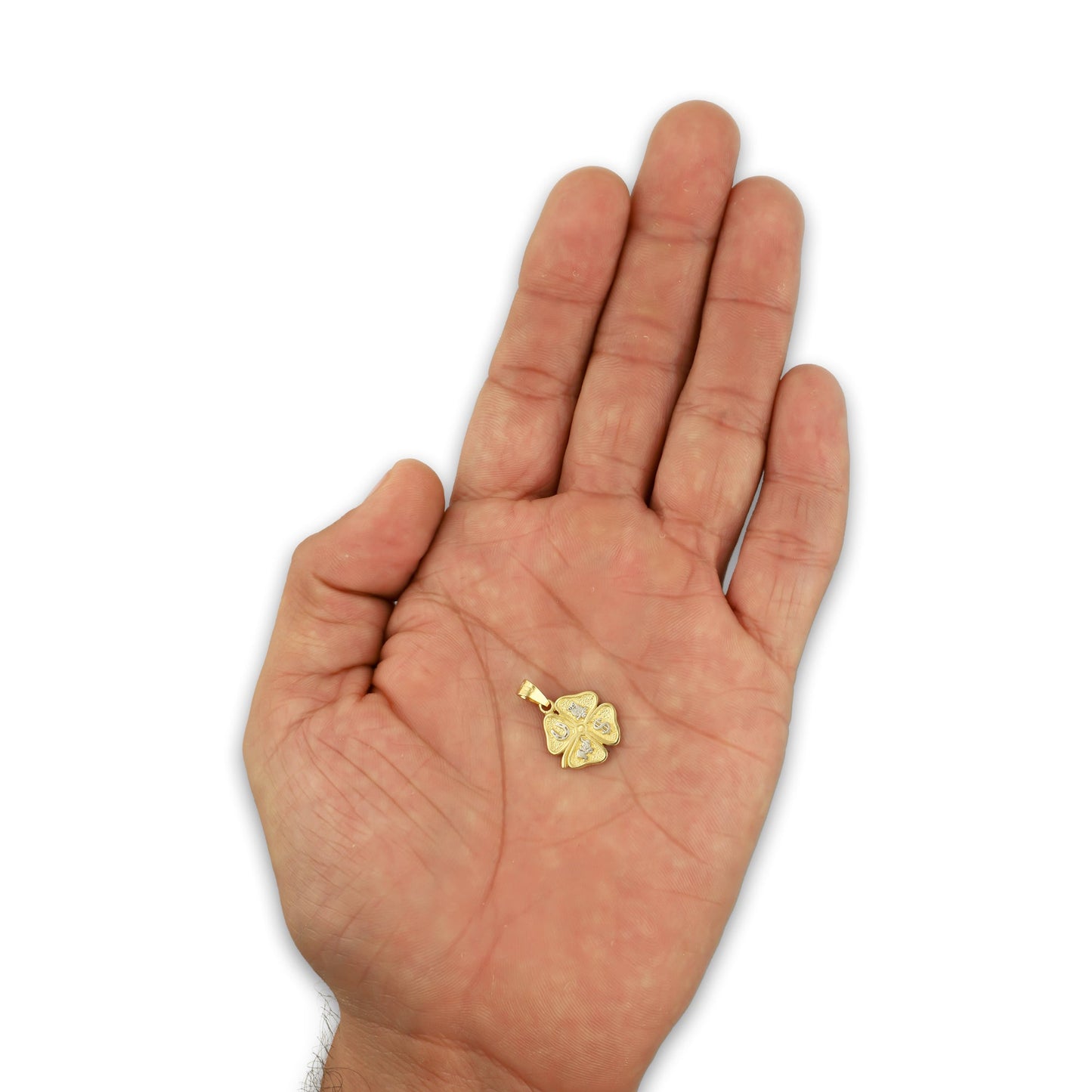 MR14DJ161 Dije Oro Sólido 14K Trébol de la Suerte 1.3 cm x 1.9 cm