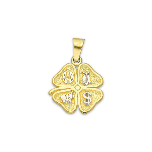 MR14DJ161 Dije Oro Sólido 14K Trébol de la Suerte 1.3 cm x 1.9 cm