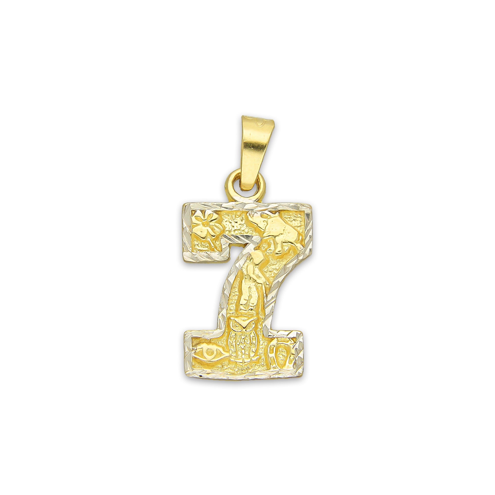 MR14DJ162 Dije Oro Sólido 14K Número 7 de la Suerte 1.1 cm x 2.3 cm
