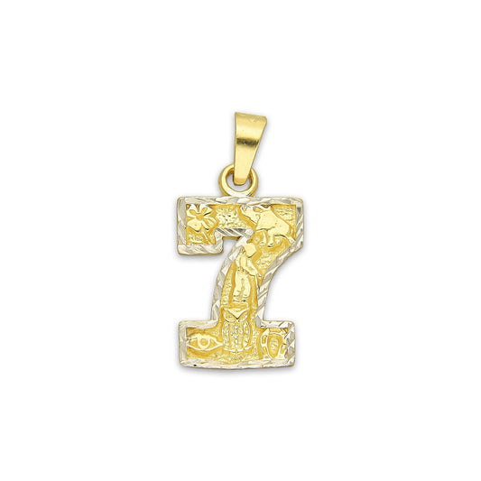 MR14DJ162 Dije Oro Sólido 14K Número 7 de la Suerte 1.1 cm x 2.3 cm