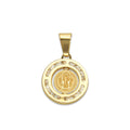 MR14DJ171 Dije Oro Sólido 14K EM San Benito Bisel con Zirconias 1.3 cm x 2.1 cm