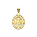 MR14DJ178 Dije Oro Sólido 14K EM Medalla Ovalada Bautizo 1.3 cm x 2.5 cm