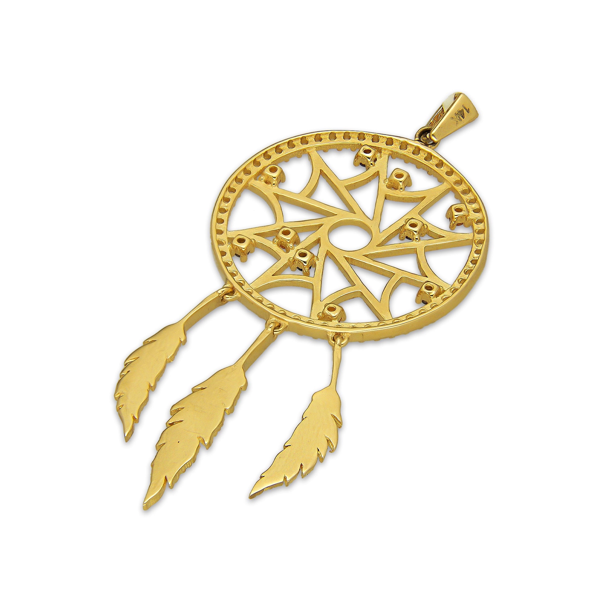 MR14DJ188 Dije Oro Sólido 14K EM Atrapasueños Vrtx 2.3 cm x 5 cm