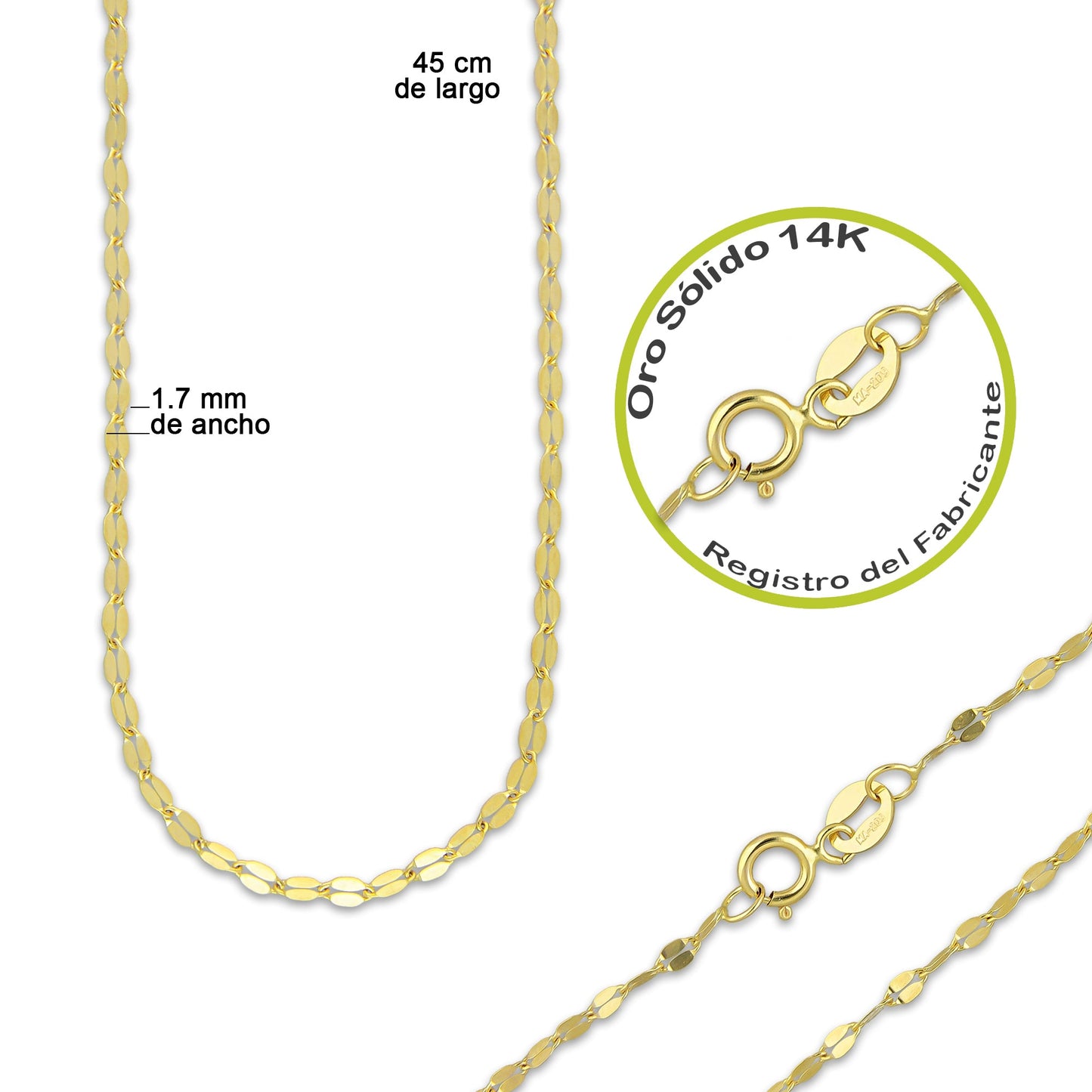 MR14DP001 Cadena + Dije Oro Sólido 14K Letra Cursiva Abecedario con Zirconia