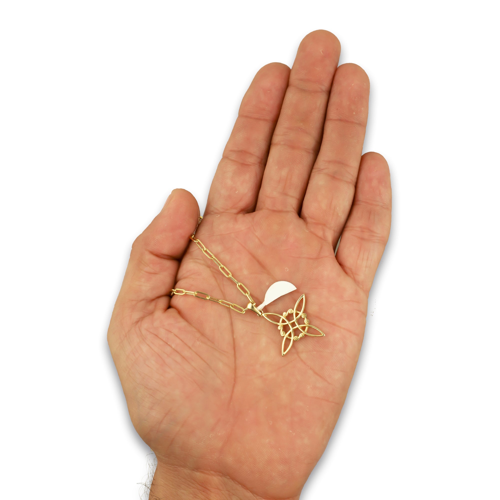 MR14DP070 Cadena Oro Sólido 10K + Dije Oro Sólido 14K EM Nudo de Bruja Clásico 2.3 cm x 3 cm