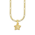 MR14DP080 Cadena Oro Sólido 10K + Dije Oro Sólido 14K EM Estrella 3D Jail 1.9 cm x 2.1 cm