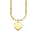 MR14DP088 Cadena Oro Sólido 10K + Dije Oro Sólido 14K EM Corazón Bombeado Liso 1.5 cm x 2.1 cm