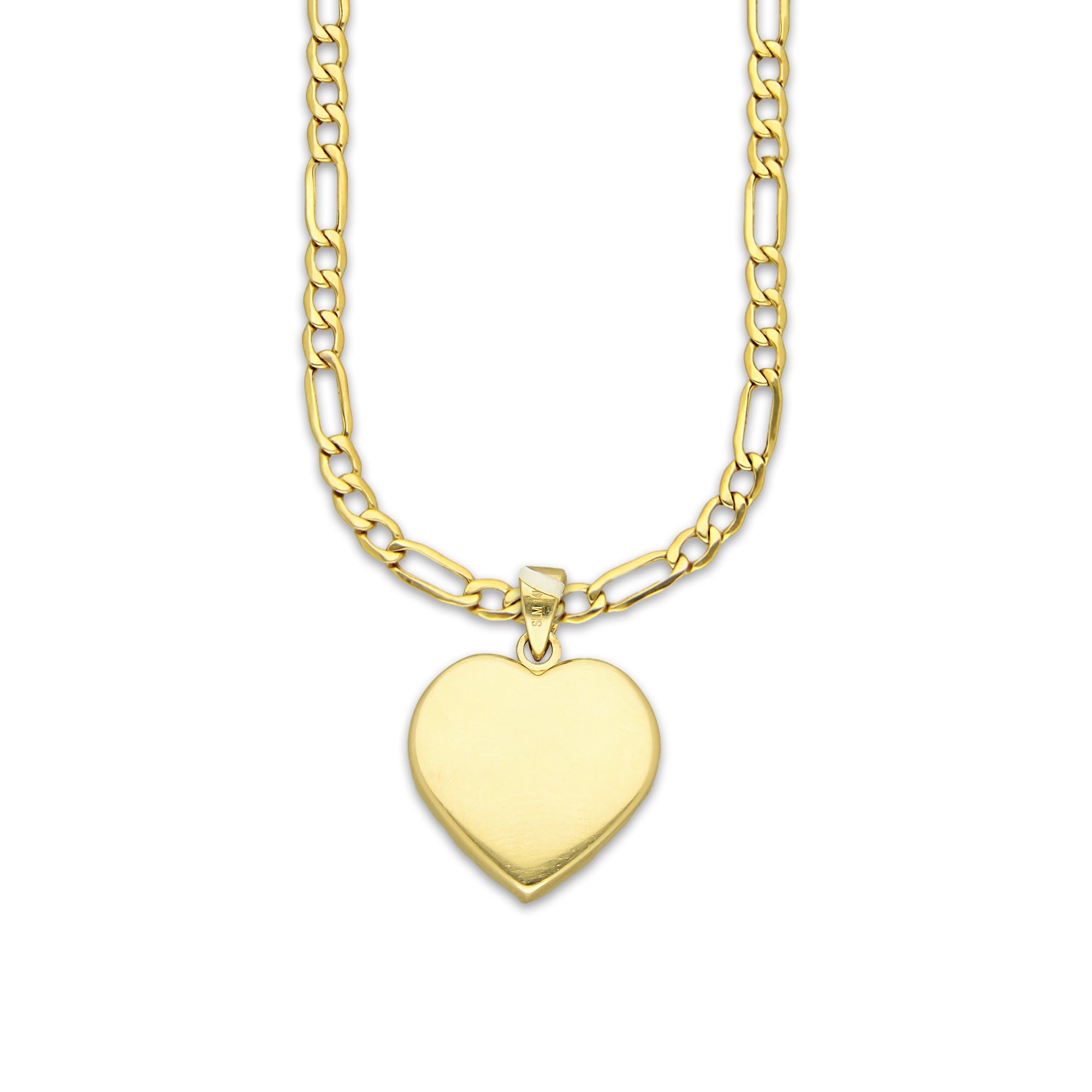 MR14DP088 Cadena Oro Sólido 10K + Dije Oro Sólido 14K EM Corazón Bombeado Liso 1.5 cm x 2.1 cm