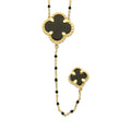 MR14G021 Gargantilla Collar Dama Oro Sólido 14K EMF14 1 Trébol 1.5 cm Negro 1 Trébol 1 cm Negro Largo 45 cm