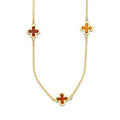 MR14G022 Gargantilla Collar Dama Oro Sólido 14K EMF14 5 Tréboles 6 mm Rojos Largo 45 cm