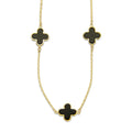 MR14G023 Gargantilla Collar Dama Oro Sólido 14K EMF14 5 Tréboles 9 mm Negros Largo 45 cm