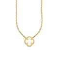 MR14G024 Gargantilla Collar Dama Oro Sólido 14K EMF14 1 Trébol 1 cm Blanco Largo 45 cm