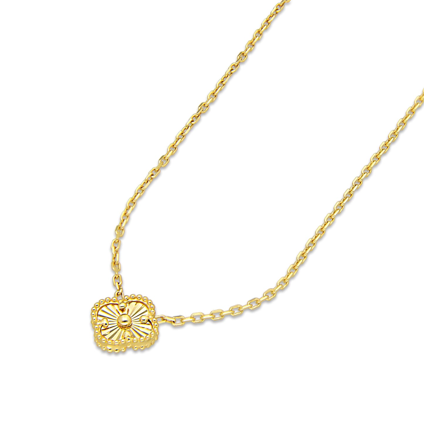 MR14G025 Gargantilla Collar Dama Oro Sólido 14K EMF14 1 Trébol 1 cm Dorado Largo 45 cm