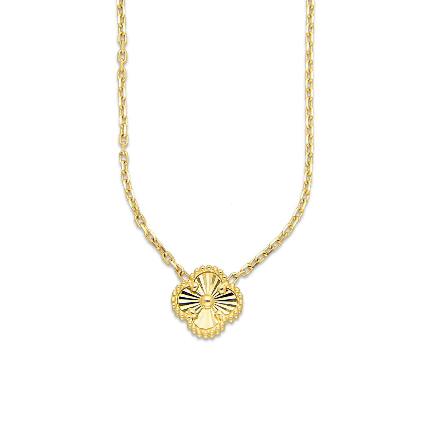 MR14G025 Gargantilla Collar Dama Oro Sólido 14K EMF14 1 Trébol 1 cm Dorado Largo 45 cm