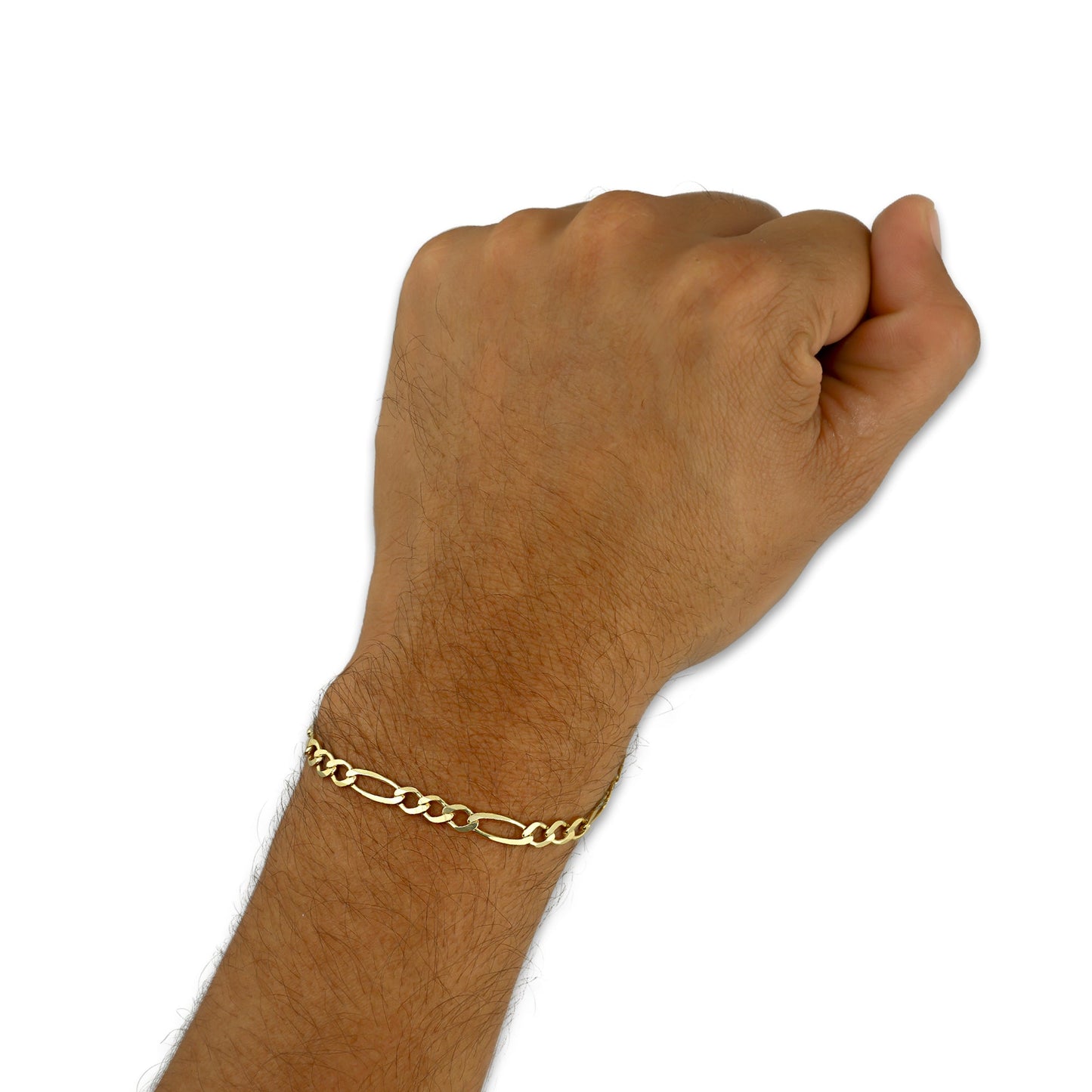 MR14PC003 Pulsera Para Caballero Oro Sólido 14K Figaro 3*1 4.5 Mm x 21 Cm